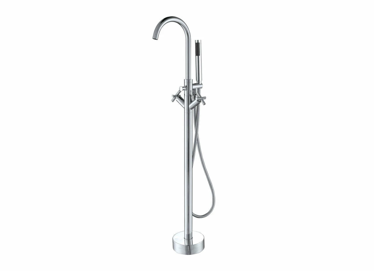 MTD Vanities Eilat 2009 Double Handle Floor Mount Tub Filler With Hand Shower 2 MTD Vanities Eilat 2009 Double Handle Floor Mount Tub Filler With Hand Shower - Image 2