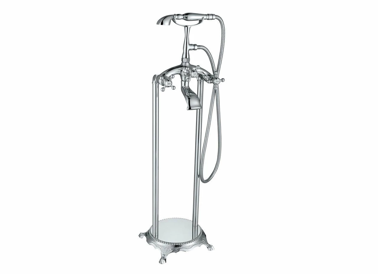 MTD Vanities Eilat 2019 Double Handle Floor Mount Tub Filler With Hand Shower 2 MTD Vanities Eilat 2019 Double Handle Floor Mount Tub Filler With Hand Shower - Image 2