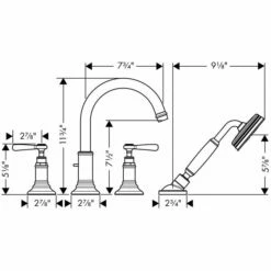 Axor Montreal 4 Hole Roman Tub Trim With Lever Handle 7 Axor Montreal 4 Hole Roman Tub Trim With Lever Handle -Hansgrohe Shop 37 amu00025 tif