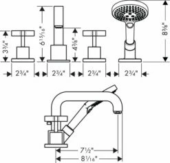 Axor Citterio 4 Hole Roman Tub Trim With Cross Handle -Hansgrohe Shop 37 amu00773 eps