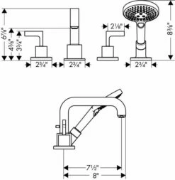 Axor Citterio 4 Hole Roman Tub Trim With Lever Handle -Hansgrohe Shop 37 amu00775 eps