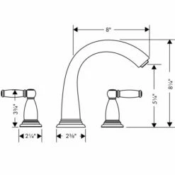 Hansgrohe Swing C 3 Hole Tub Filler Trim With Lever Handle -Hansgrohe Shop 37 hmu00021 tif