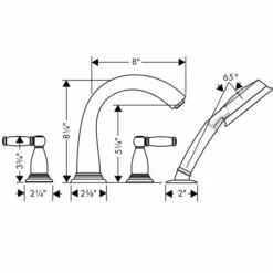 Hansgrohe Swing C 4 Hole Tub Filler Trim With Lever Handle -Hansgrohe Shop 37 hmu00024 tif