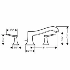 Hansgrohe Metris C 3 Hole Tub Filler Trim -Hansgrohe Shop 37 hmu00074 tif