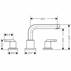 Hansgrohe Metris S 3 Hole Roman Tub Trim W/Lever Handle -Hansgrohe Shop 37 hmu00077 tif