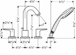 Hansgrohe Logis 4-Hole Roman Tub Set LEVER -Hansgrohe Shop 37 hmu00649 eps