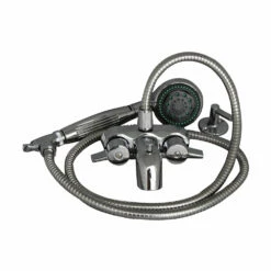 Barclay Products 4205-CP Clawfoot Tub Filler – Wall Mounted Faucet With 5 Function Hand Shower