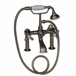 Barclay 4601 Clawfoot Tub Filler – Elephant Spout, Hand Held Shower, 6″ Elbow Mounts -Hansgrohe Shop 4601 MC SN