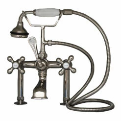 Barclay 4601 Clawfoot Tub Filler – Elephant Spout, Hand Held Shower, 6″ Elbow Mounts -Hansgrohe Shop 4601 mc pn