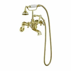 Barclay 4602 Clawfoot Tub Filler – Elephant Spout, Hand Held Shower, Swivel Mounts -Hansgrohe Shop 4602 MC PB
