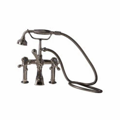 Barclay Products Clawfoot Tub Rim-Mounted Filler With Hand-Held Shower – Metal Cross Handles -Hansgrohe Shop 4603 MC PN