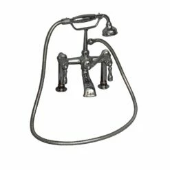 Barclay Products Clawfoot Tub Rim-Mounted Filler With Hand-Held Shower ā Metal Lever 2 Handles