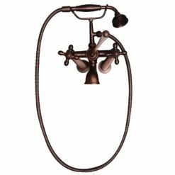 Barclay Products Tub Wall-Mounted Filler With Hand-Held Shower – Metal Cross Handles -Hansgrohe Shop 4604 MC ORB