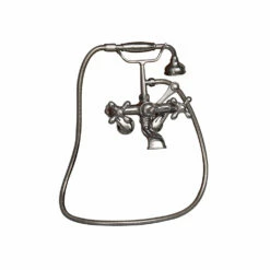 Barclay Products Tub Wall-Mounted Filler With Hand-Held Shower – Metal Cross Handles -Hansgrohe Shop 4604 MC PN