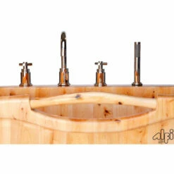 Alfi Brand AB1136 61" Free Standing Cedar Wood Bath Tub With Chrome Tub Filler -Hansgrohe Shop AB1136 3