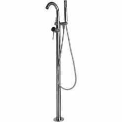 Alfi Brand AB2534 Floor Mount Tub Filler With Shower Head Polished/Brushed