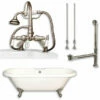 Cambridge Plumbing Acrylic Double Ended Clawfoot Bathtub 70" X 30" With 7" Deck Mount Faucet Drillings And Complete Plumbing Package