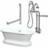 Cambridge Plumbing ADEP-398684-PKG-CP-NH Acrylic Double Ended Pedestal Bathtub 70" X 30" No Faucet Drillings And Polished Chrome Plumbing Package
