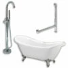 Cambridge Plumbing Acrylic Double Ended Clawfoot Bathtub 68" X 28" With No Faucet Drillings And Complete Polished Chromel Plumbing Package