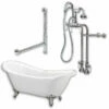 Cambridge Plumbing ADES-398684-PKG-CP-NH Acrylic Double Ended Slipper Bathtub 68" By 28" No Faucet Drillings And Polished Chrome Plumbing Package
