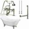 Cambridge Plumbing ADES-463D-6-PKG-BN-7DH Acrylic Double Ended Clawfoot Bathtub 68" X 28" No Faucet Drillings Complete Brushed Nickel Plumbing Package