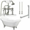 Cambridge Plumbing ADES-463D-6-PKG-CP-7DH Acrylic Double Ended Slipper Bathtub 68" X 28" With 7" Faucet Drillings And Polished Chrome Plumbing Package