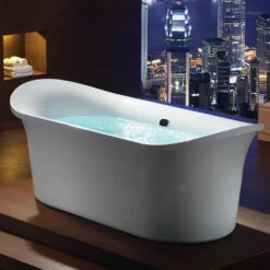 EAGO AM1900 74 3/4" White Freestanding Air Bubble Bathtub