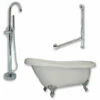 Cambridge Plumbing AST61-150-PKG-CP-NH Acrylic Slipper Bathtub 61" X 28" With No Faucet Drillings And Complete Polished Chrome Plumbing Package