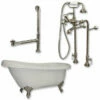 Cambridge Plumbing Acrylic Slipper Bathtub 61" X 28" With No Faucet Drillings And Complete Plumbing Package