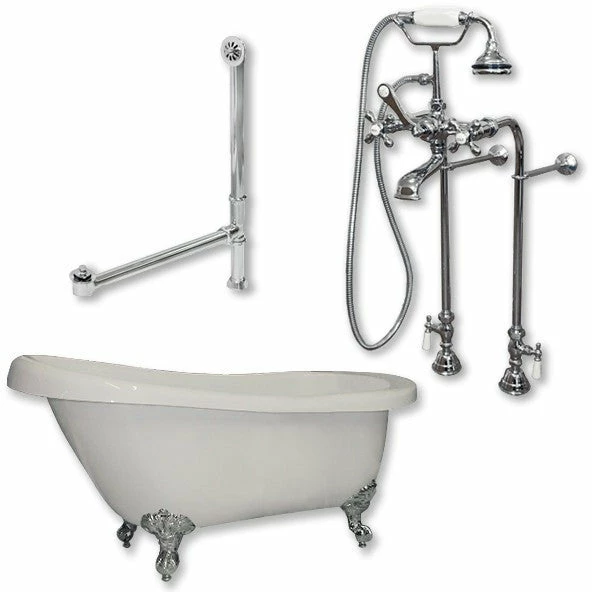 Cambridge Plumbing Acrylic Slipper Bathtub 61" X 28" With No Faucet Drillings And Complete Plumbing Package 2 Cambridge Plumbing Acrylic Slipper Bathtub 61" X 28" With No Faucet Drillings And Complete Plumbing Package - Image 2