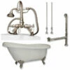 Cambridge Plumbing Acrylic Slipper Bathtub 61" X 28" With 7" Deck Mount Faucet Drillings And Complete Plumbing Package