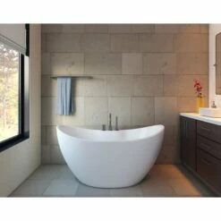 A & E Bath And Shower Turin Acrylic 56" Premium Oval Freestanding Tub (No Faucet Included)