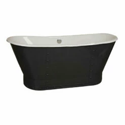 Barclay Fernando CTBATN67MS-WH Premium Cast Iron Bateau Freestanding Tub, Riveted Skirt
