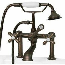 Cambridge Plumbing Clawfoot Tub 6" Deck Mount Brass Faucet With Hand Held Shower -Hansgrohe Shop CAM463D 6 ORB