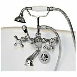 Cambridge Plumbing Clawfoot Tub Wall Mount British Telephone Faucet With Hand Held Shower