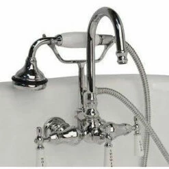 Cambridge Plumbing Clawfoot Tub Brass Wall Mount Faucet With Hand Held Shower