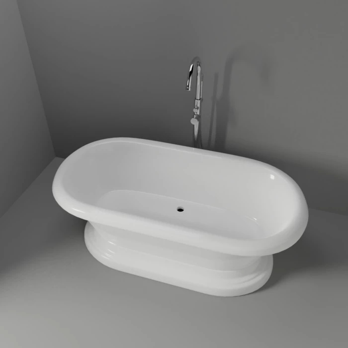 Barclay - Carlotta 61" Acrylic Double Roll Top Tub On Base - ATDRN63B-WH 2 Barclay - Carlotta 61" Acrylic Double Roll Top Tub On Base - ATDRN63B-WH - Image 2