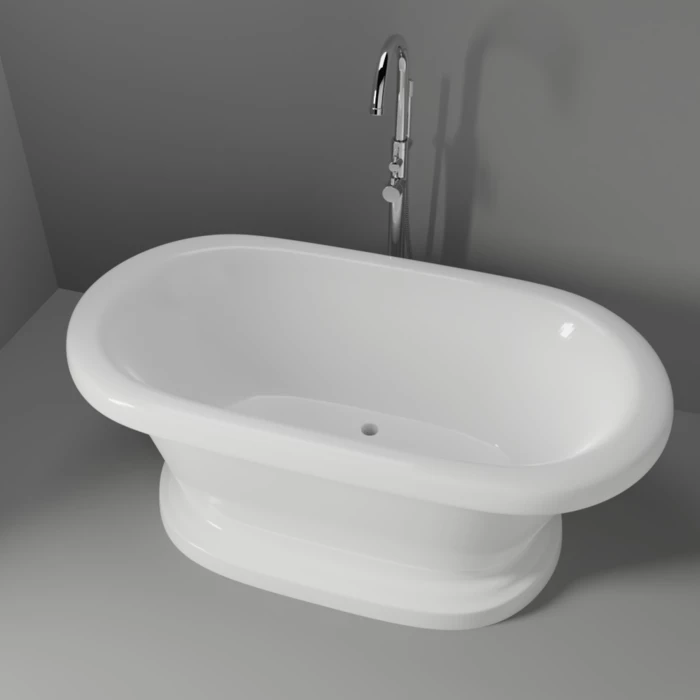 Barclay - Carrie 57" Acrylic Double Roll Top Tub On Base - ATDRNTD59B-WH 2 Barclay - Carrie 57" Acrylic Double Roll Top Tub On Base - ATDRNTD59B-WH - Image 2
