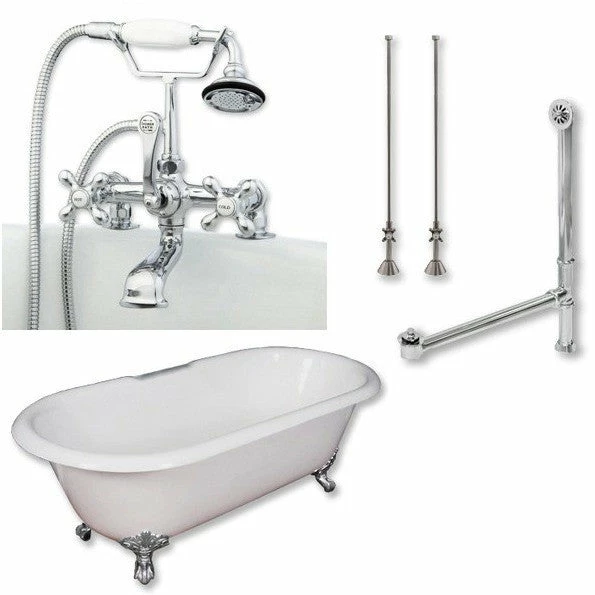 Cambridge Plumbing Cast Iron Double Ended Clawfoot Tub 67" X 30" 7" Deck Mount Faucet Drillings And Complete Plumbing Package 3 Cambridge Plumbing Cast Iron Double Ended Clawfoot Tub 67" X 30" 7" Deck Mount Faucet Drillings And Complete Plumbing Package - Image 3