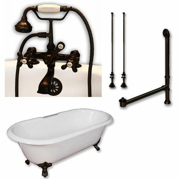 Cambridge Plumbing Cast Iron Double Ended Clawfoot Tub 67" X 30" 7" Deck Mount Faucet Drillings And Complete Plumbing Package 2 Cambridge Plumbing Cast Iron Double Ended Clawfoot Tub 67" X 30" 7" Deck Mount Faucet Drillings And Complete Plumbing Package - Image 2