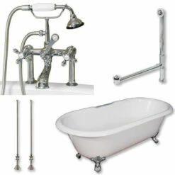 Cambridge Plumbing Cast Iron Double Ended Clawfoot Tub 67" By 30" With 7" Deck Mount Faucet Drillings And Plumbing Package With Deck Mount Risers 5 Cambridge Plumbing Cast Iron Double Ended Clawfoot Tub 67" By 30" With 7" Deck Mount Faucet Drillings And Plumbing Package With Deck Mount Risers -Hansgrohe Shop DE67 463D 6 PKG CP 7DH