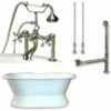 Cambridge Plumbing DES-PED-463D-6-PKG Cast Iron Double Ended Slipper Tub 71"X 30" With 7" Drillings And Faucet - Plumbing Package - Deck Mount Risers