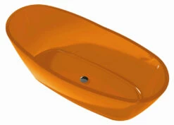 ANZZI Ember Series 5.4 Ft. Man-Made Stone Center Drain Freestanding Bathtub -Hansgrohe Shop Ember Honey Amber Polished Chrome