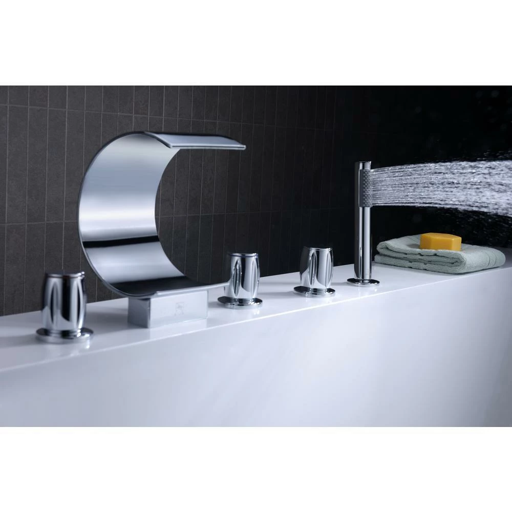 ANZZI Ribbon Series FR-AZ048CH 3-Handle Deck-Mount Roman Tub Faucet 3 ANZZI Ribbon Series FR-AZ048CH 3-Handle Deck-Mount Roman Tub Faucet - Image 3