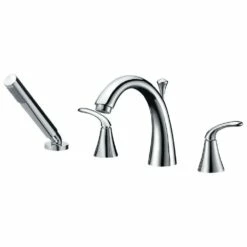 ANZZI Fawn Series FR-AZ074 2-Handle Deck-Mount Roman Tub Faucet With Handheld Sprayer In Polished Chrome