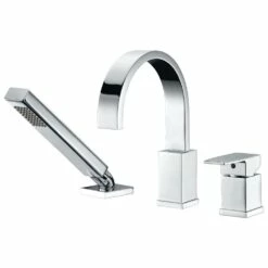 ANZZI Nite Series FR-AZ473 Single-Handle Deck-Mount Roman Tub Faucet With Handheld Sprayer In Polished Chrome