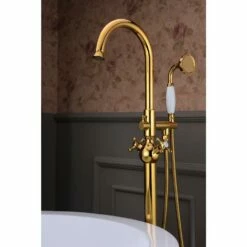 ANZZI Bridal Series FS-AZ0061RG 3-Handle Claw Foot Tub Faucet With Hand Shower In Gold -Hansgrohe Shop FS AZ0061RG 5