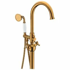 ANZZI Bridal Series FS-AZ0061RG 3-Handle Claw Foot Tub Faucet With Hand Shower In Gold -Hansgrohe Shop FS AZ0061RG 8