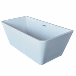 ANZZI Majanel Series FT-AZ005 5.6 Ft. Acrylic Center Drain Freestanding Bathtub In Glossy White
