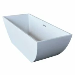 ANZZI Rook Series FT-AZ007 5.6 Ft. Acrylic Center Drain Freestanding Bathtub In Glossy White